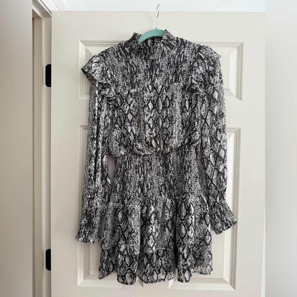 Black and Gray Snake Print Mini Dress